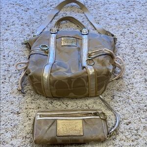 Coach Tan and Gold Women's Bag Set